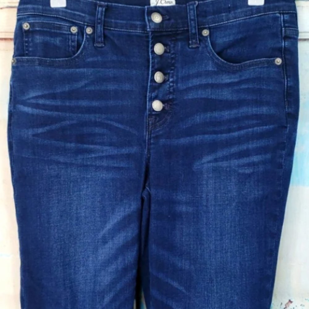 (103) J Crew 9" high-rise button fly toothpick jeans Sz 30