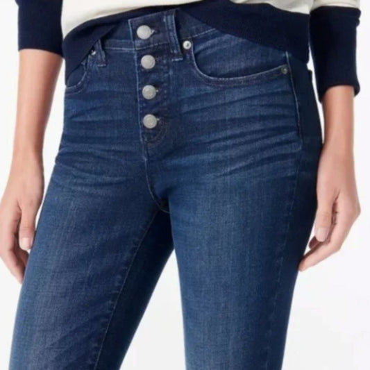 (103) J Crew 9" high-rise button fly toothpick jeans Sz 30